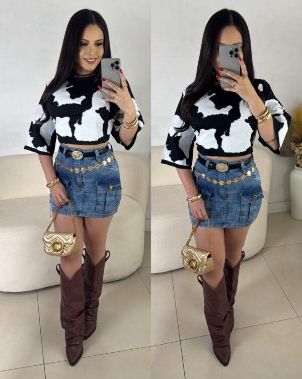 Saia Jeans Cargo Bolsos - Imagem 6