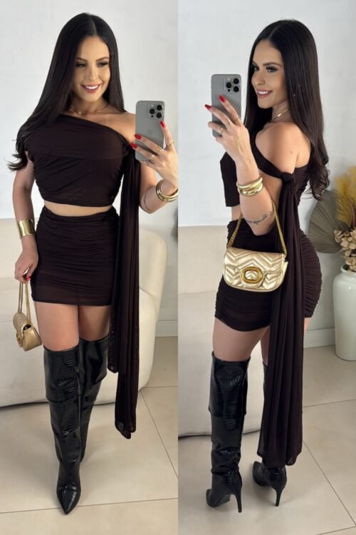 Conjunto Multiformas Tule Marrom