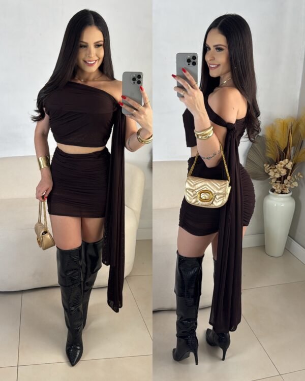 Conjunto Multiformas Tule Marrom