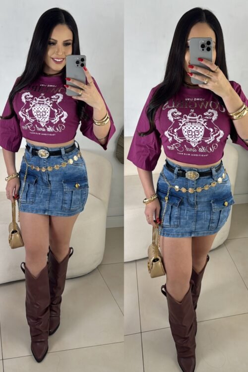 Cropped T-Shirts Cowgirl Fúcsia