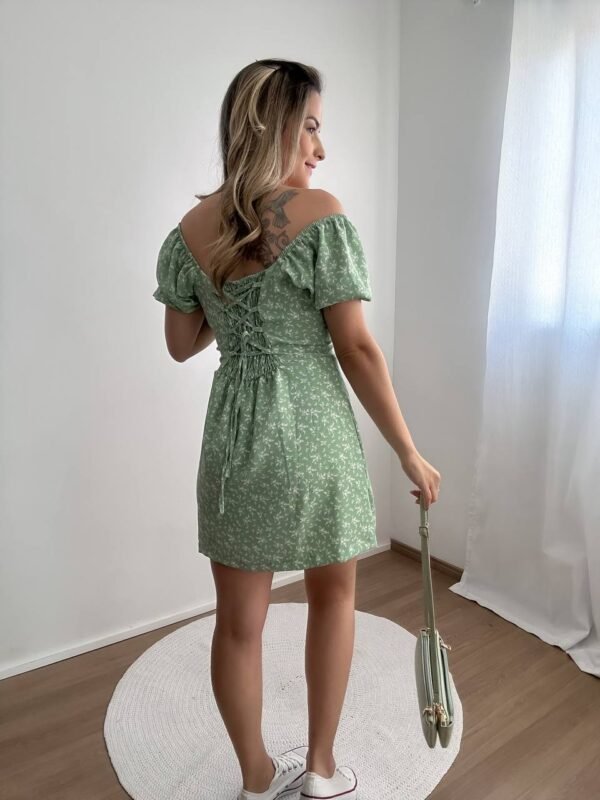 Vestido/macaquinho Camponesa Florido Verde - Imagem 2