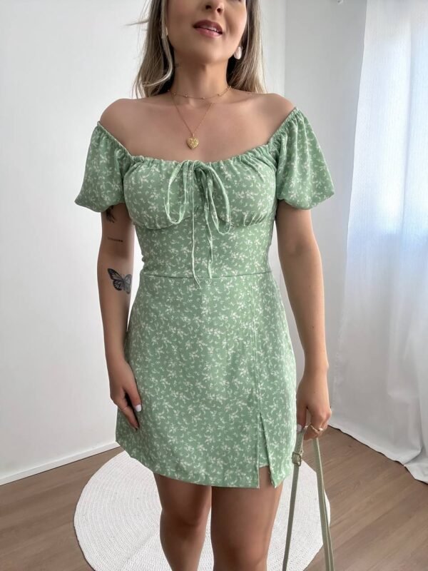 Vestido/macaquinho Camponesa Florido Verde - Imagem 3