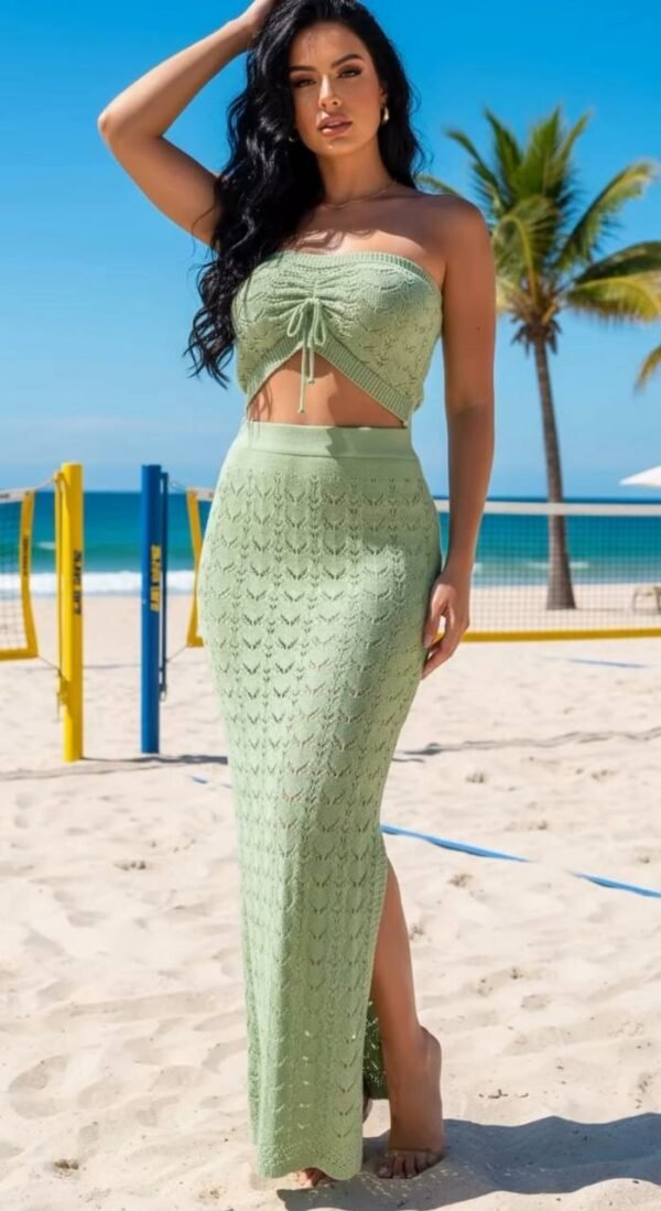 Conjunto Tricô Modal com Fenda Verde - Imagem 5