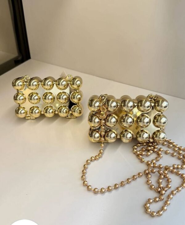 Bolsa Mini Clutch Bolinhas Dourada - Imagem 7