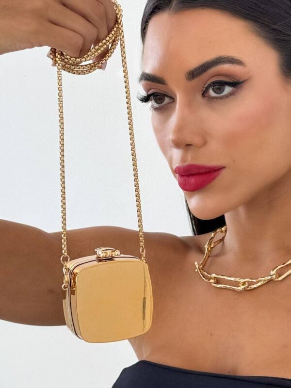 Bolsa Mini Clutch Quadradinha Abelha Dourada - Imagem 2