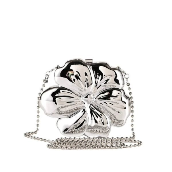 Bolsa Mini Clutch Flor Prata - Imagem 2