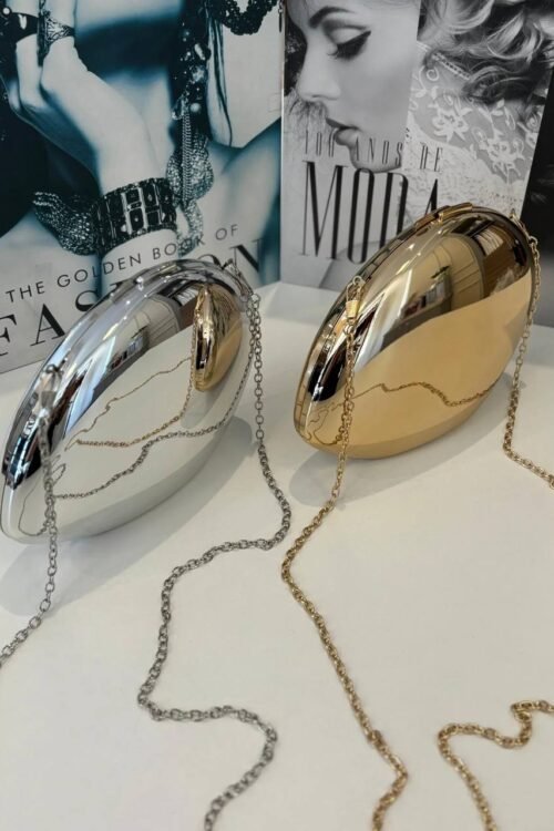 Bolsa Mini Clutch Oval Prata