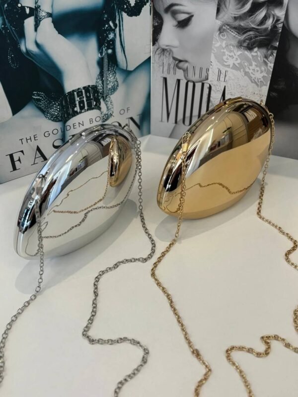 Bolsa Mini Clutch Oval Dourado - Imagem 3