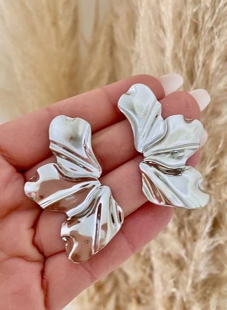 Brinco Meia Flor Prata