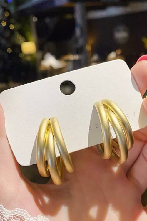 Brinco Triplo Fosco Dourado