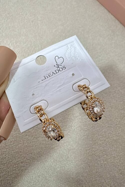 Brinco Argola Gravejadinha Com Pedra Dourado