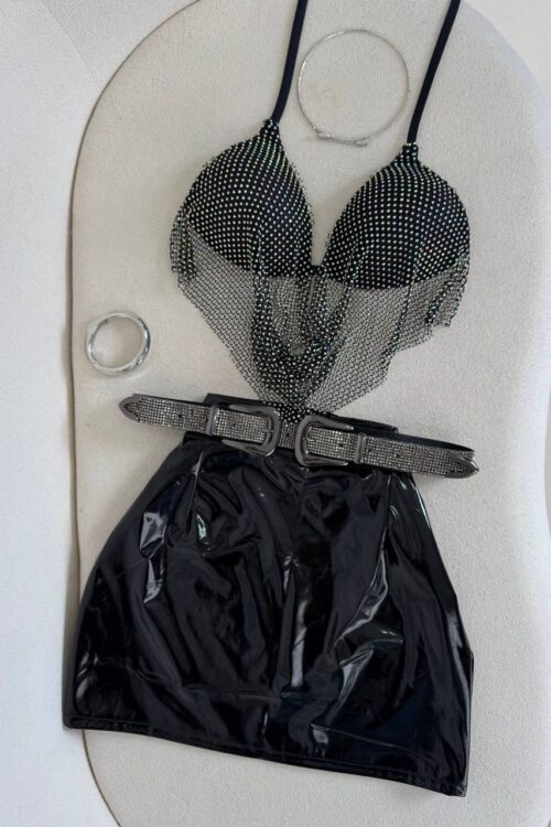 Saia Vinil Lisa Preta