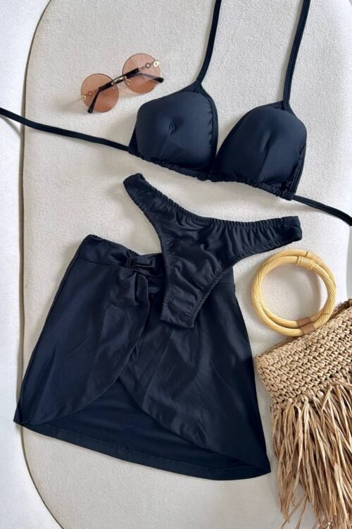 Biquíni 3 Peças com Saída Preto