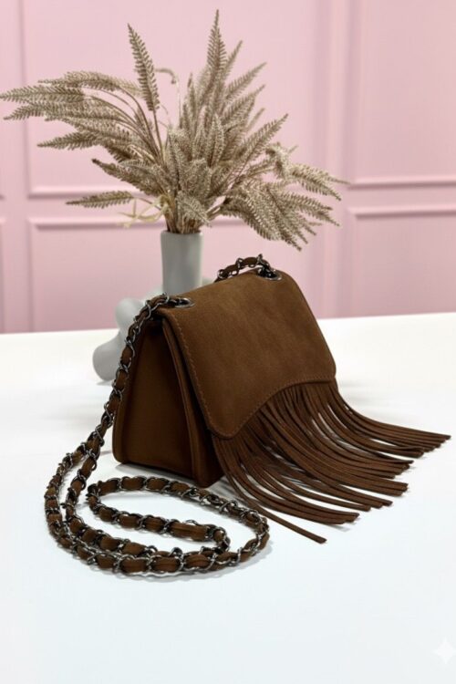 Bolsa Transversal Camurça Marrom