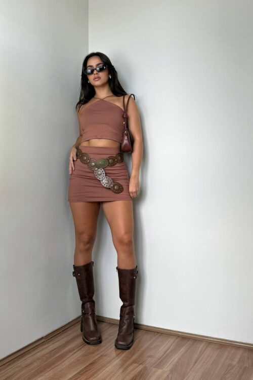 Saia Jessica Poliamida Marrom