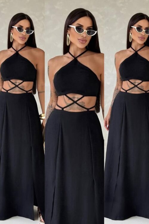 Vestido/conjunto Maitê Longo Preto