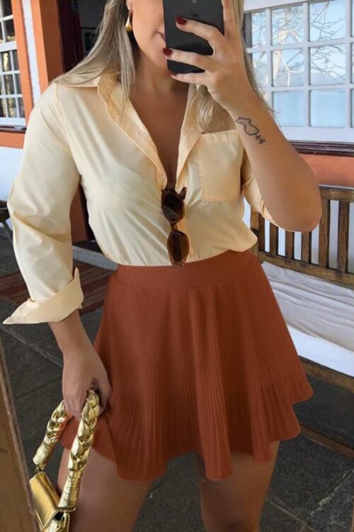 Saia/shorts Plissada Babadinhos Terracota