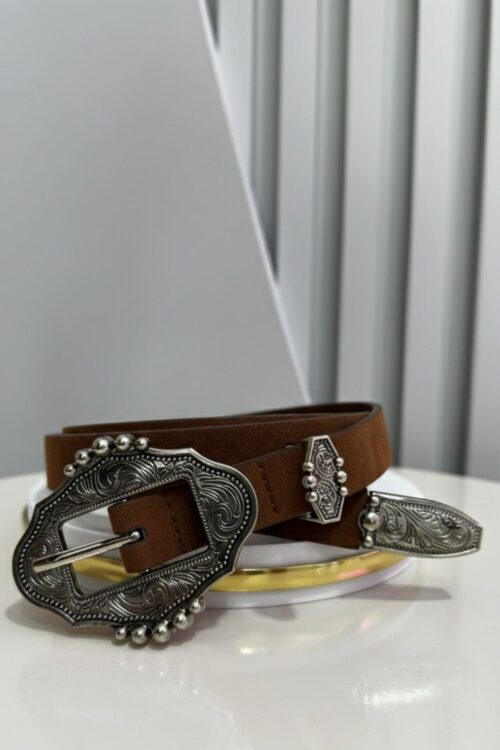 Cinto Fino Veludo Marrom