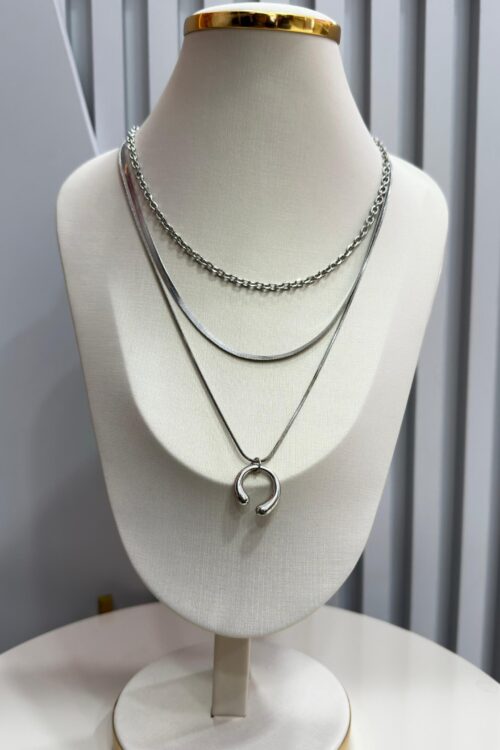 Colar Triplo Arco Prata