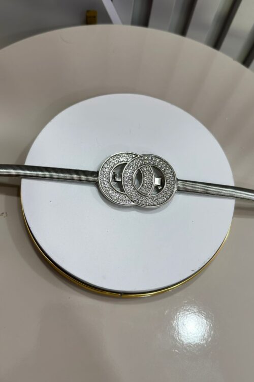 Cinto Corrente Eduarda Fivela Strass Prata