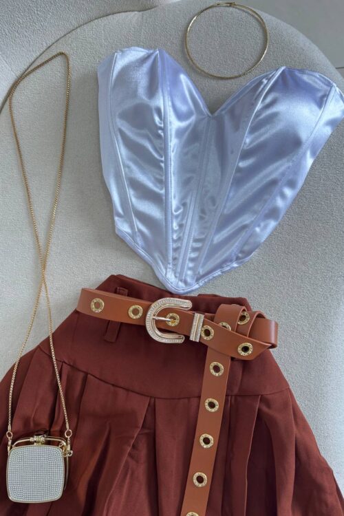 Saia com Shorts de Forro Colegial Marrom