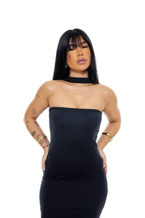 Vestido Longo Poliamida Paris Preto