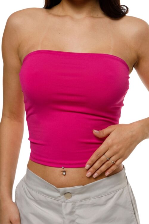 Cropped Tube Poliamida Top Pink