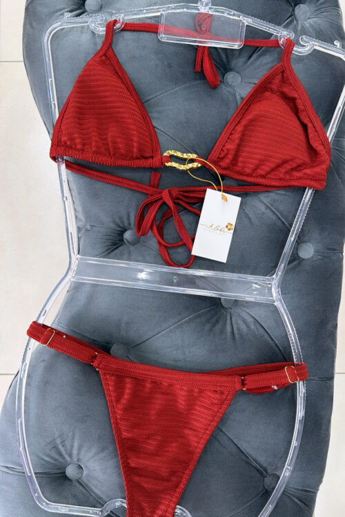 Biquíni Atoalhado Pingente Dourado Terracota