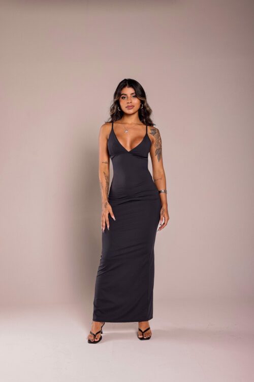 Vestido Longo Drika Poliamida Preto
