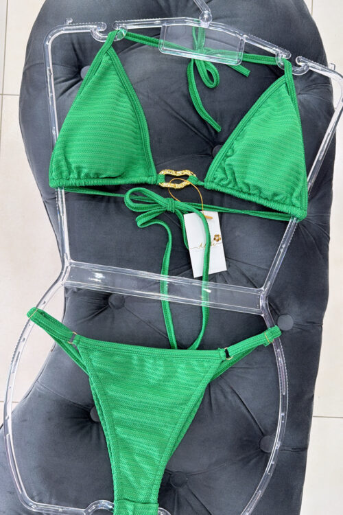 Biquíni Atoalhado Pingente Dourado Verde