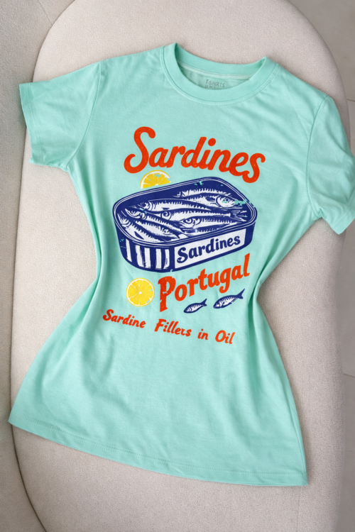 T-shirt Algodão Sardines Verde Água