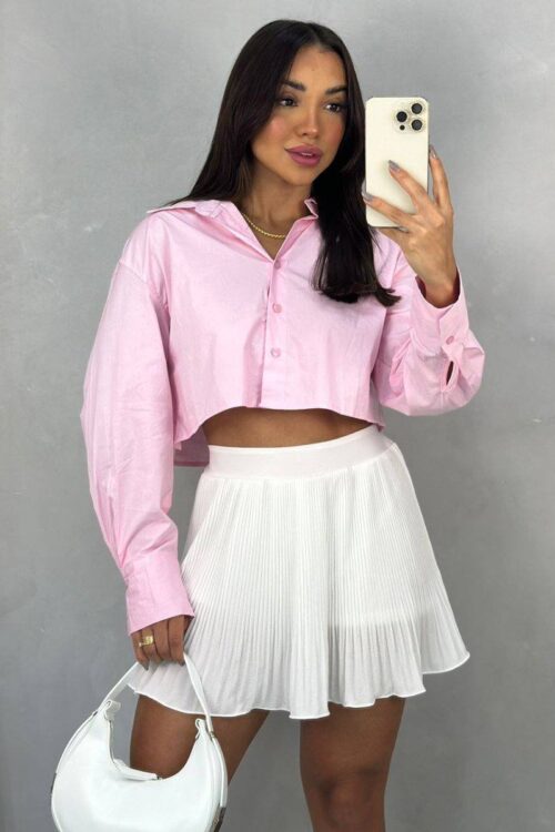 Saia/Shorts Plissada Branca