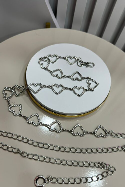 Cinto Corrente Strass Coração