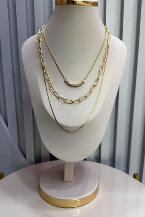Conjunto de 3 Colares Julia Dourado