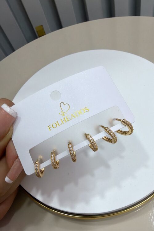 Conjunto de 3 Pares de Brinco Argola Julia