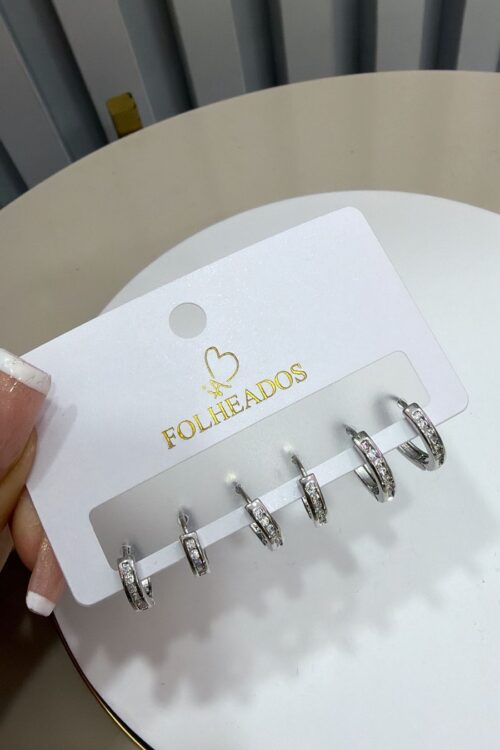 Conjunto de 3 Pares de Brinco Argola Vi