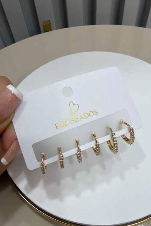 Conjunto de 3 Pares de Brinco Argola Vi