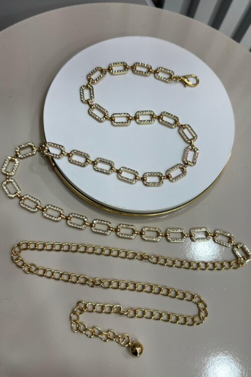Cinto Corrente Strass Rectangle
