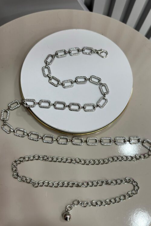 Cinto Corrente Strass Rectangle