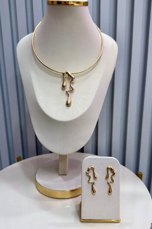 Conjunto de Colar Choker + Brinco Trovão