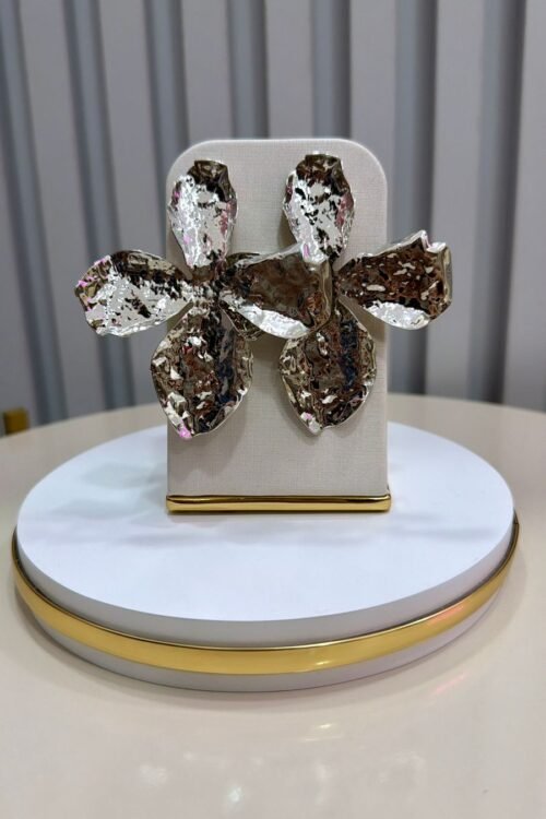 Brinco Flor Orgânica Prata