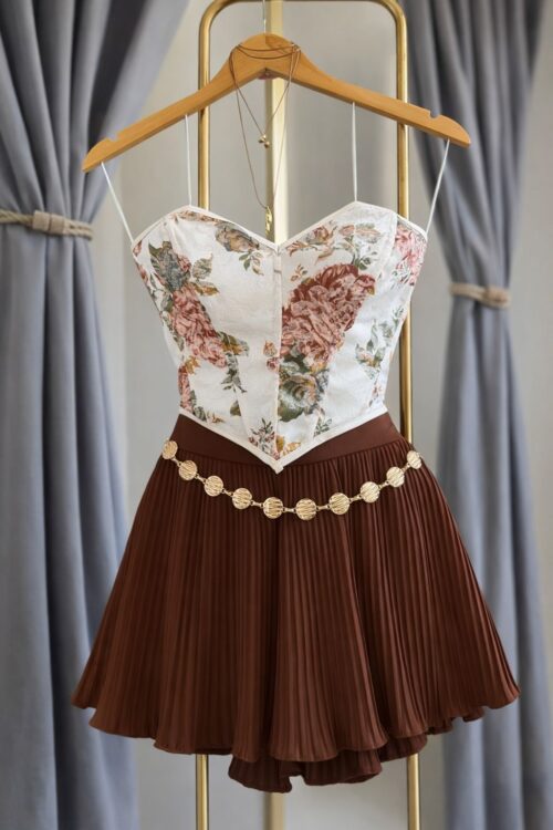 Cropped Corset Floral Cami