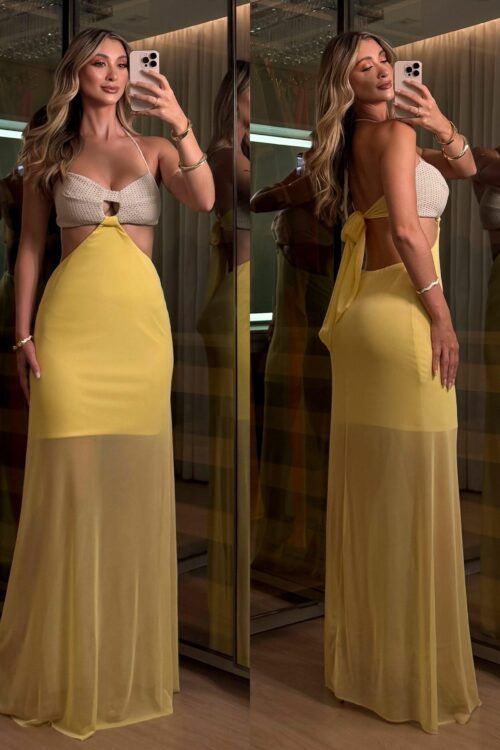 Vestido Longo Florescer Amarelo