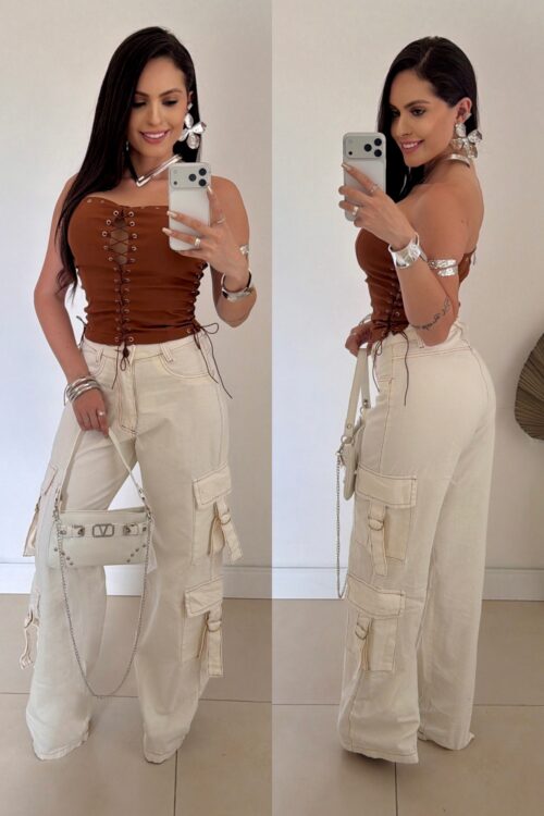 Calça Wide Leg Jeans Branca