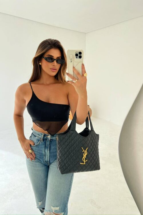 Cropped Mel Tule Preto