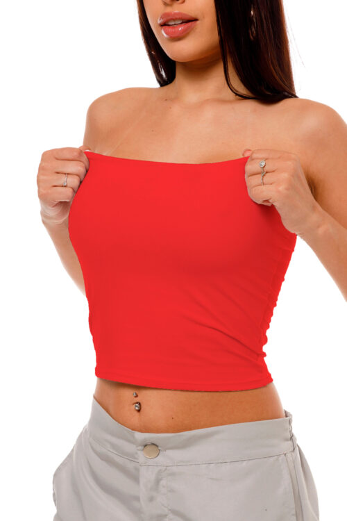 Cropped Tube Poliamida Top Vermelho
