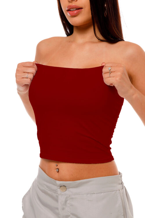 Cropped Tube Poliamida Top Bordo