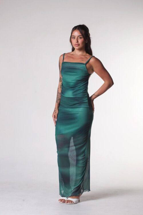 Vestido Zuri Tule Com Forro Verde