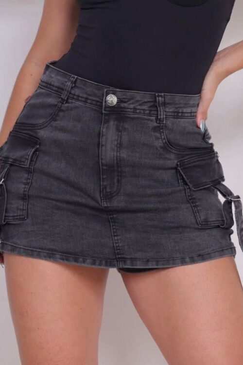 Shorts/saia Grafite Estonado Cargo com Lycra