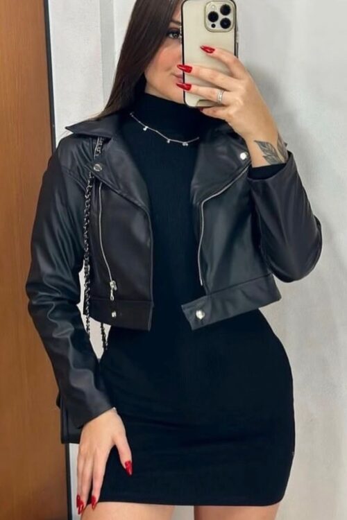 Jaqueta Courino Preta